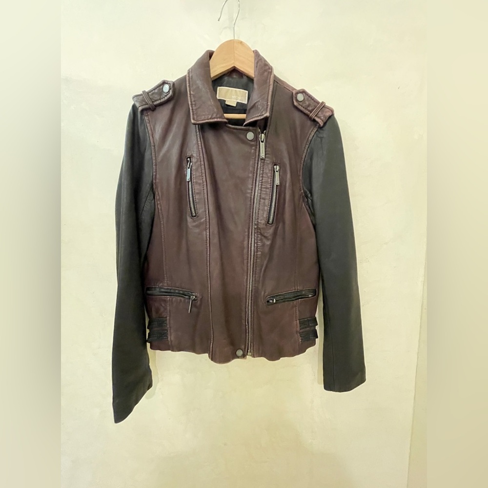 Michael Kors, Two Tone Leather Moto Jacket, Size L